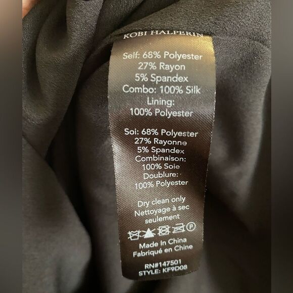 Kobi Halperin Silk Drew Jewel Neck Runch Black Long Sleeve Dress Size 4 - Picture 3 of 9